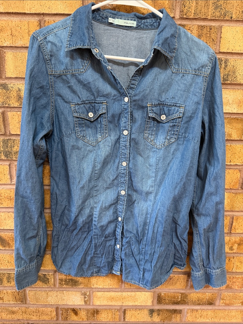 Maurices Medium Blue Denim Button-Down Shirt